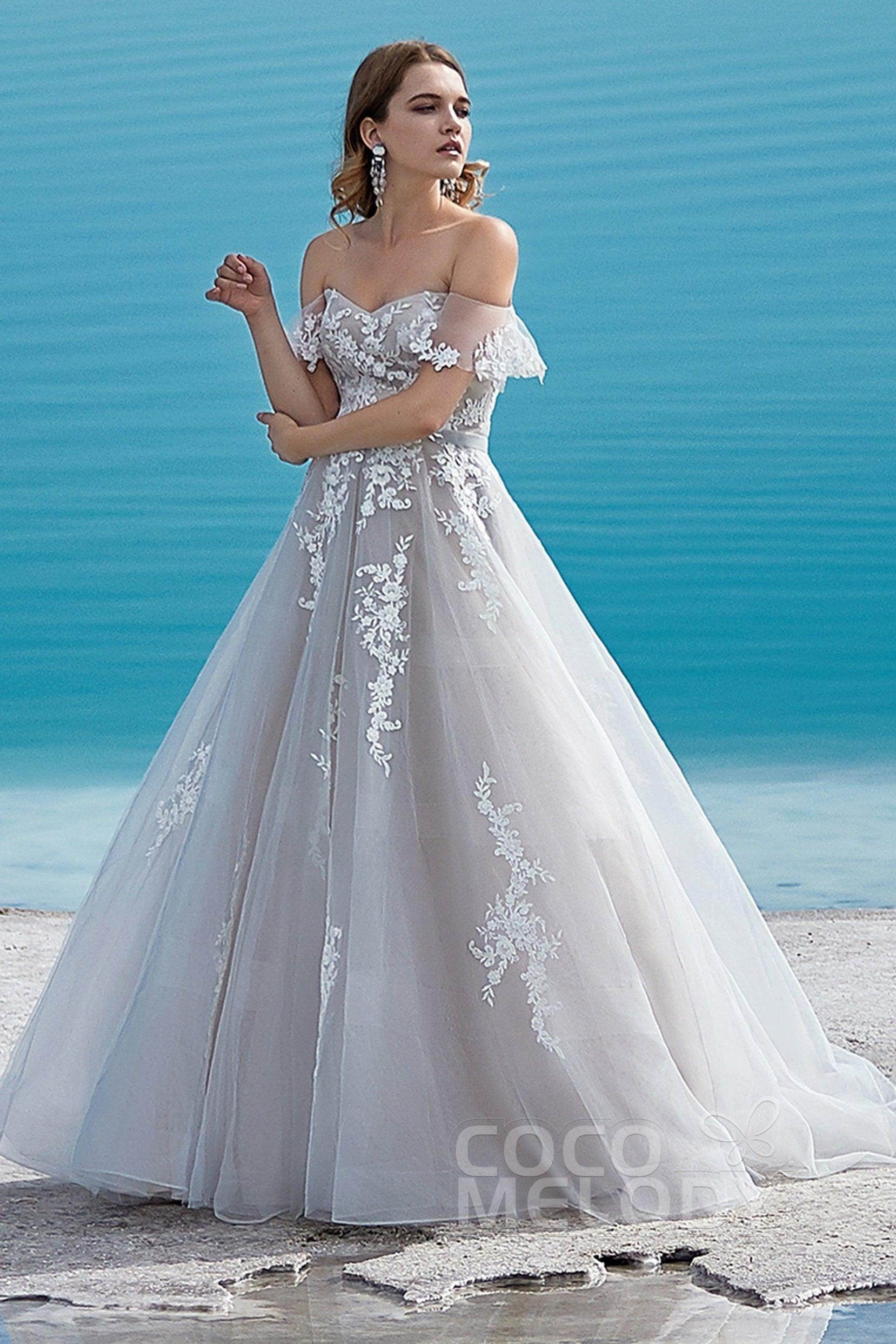 A-Line Court Train Tulle Wedding Dress LD5861 - COCOMELODY